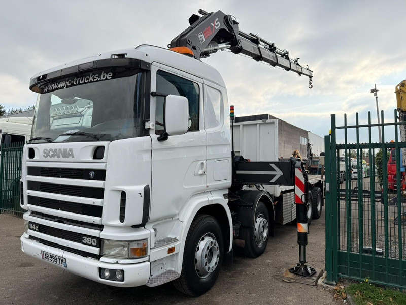 Scania 114C-380 8x4 PRITSCHE + KRAN HIAB 700 E-5 - PLATFORM 6m80 + TWISTLOCKS - MANUAL - RETARDER - STEEL SPRING / BIG AXLE HUB REDUCTION  - AP ACHSEN - Truk flatbed, Truk derek: gambar 3 Scania 114C-380 8x4 PRITSCHE + KRAN HIAB 700 E-5 - PLATFORM 6m80 + TWISTLOCKS - MANUAL - RETARDER - STEEL SPRING / BIG AXLE HUB REDUCTION  - AP ACHSEN - Truk flatbed, Truk derek: gambar 3
