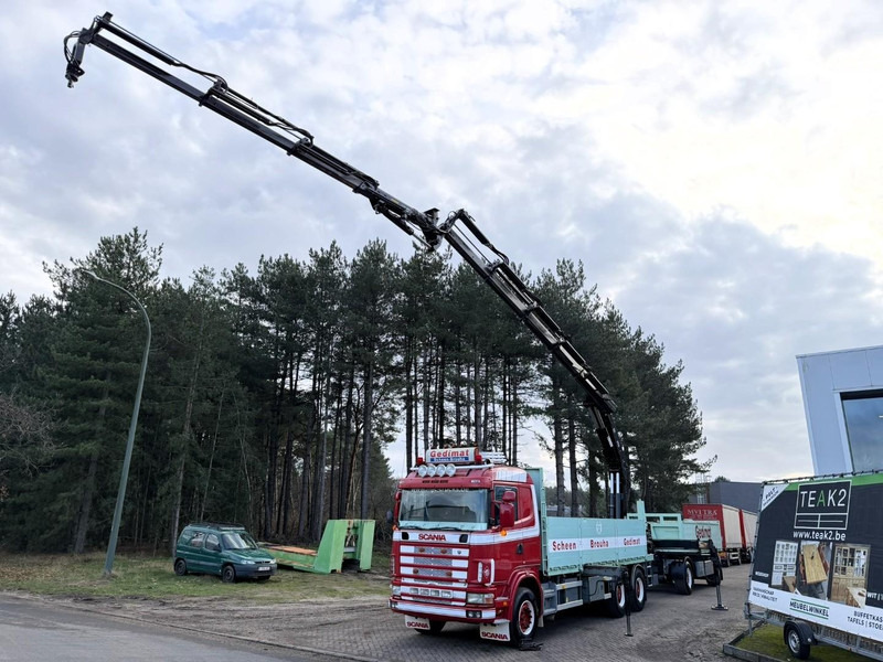 Scania 164L-480 V8 6x4 BAUSTOFF + KRAN HIAB 350-4 + JIB 90-4 - *TOP ZUSTAND* - ROTATOR - RADIO - RETARDER - BLATT / AP ACHSEN - BELGISCHE LKW - Truk flatbed, Truk derek: gambar 4 Scania 164L-480 V8 6x4 BAUSTOFF + KRAN HIAB 350-4 + JIB 90-4 - *TOP ZUSTAND* - ROTATOR - RADIO - RETARDER - BLATT / AP ACHSEN - BELGISCHE LKW - Truk flatbed, Truk derek: gambar 4