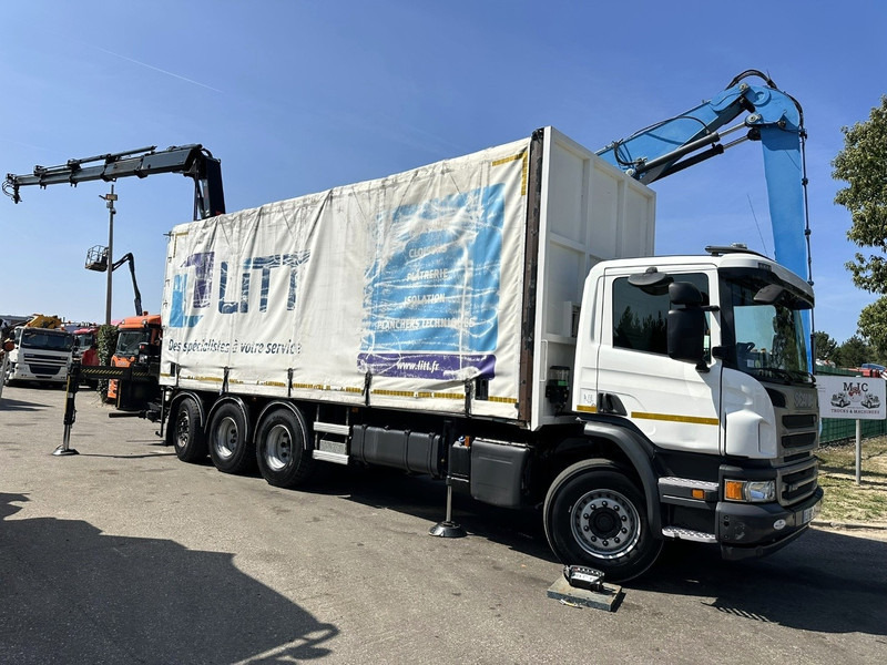 Scania P410 8x4 TRIDEM PRITSCHE PLANE + KRAN HIAB 244 EP-4 HIDUO - RETARDER - LIFT + STEERING AXLE - *327.000km* - RADIO - Truk dengan terpal samping, Truk derek: gambar 1 Scania P410 8x4 TRIDEM PRITSCHE PLANE + KRAN HIAB 244 EP-4 HIDUO - RETARDER - LIFT + STEERING AXLE - *327.000km* - RADIO - Truk dengan terpal samping, Truk derek: gambar 1