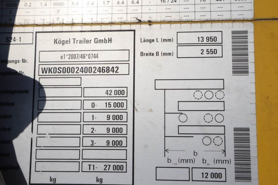 Kögel S24-1 CoC Documents, TuV Loading Certificate, Dutc - Trailer dengan terpal samping: gambar 5 Kögel S24-1 CoC Documents, TuV Loading Certificate, Dutc - Trailer dengan terpal samping: gambar 5