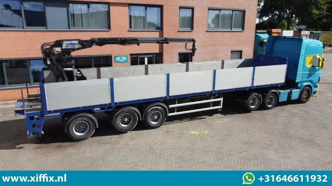 Floor 3-ass. Steenoplegger met Kennis 14 ton/mtr. Kraan / 13425 - Semi-trailer flatbed: gambar 1 Floor 3-ass. Steenoplegger met Kennis 14 ton/mtr. Kraan / 13425 - Semi-trailer flatbed: gambar 1
