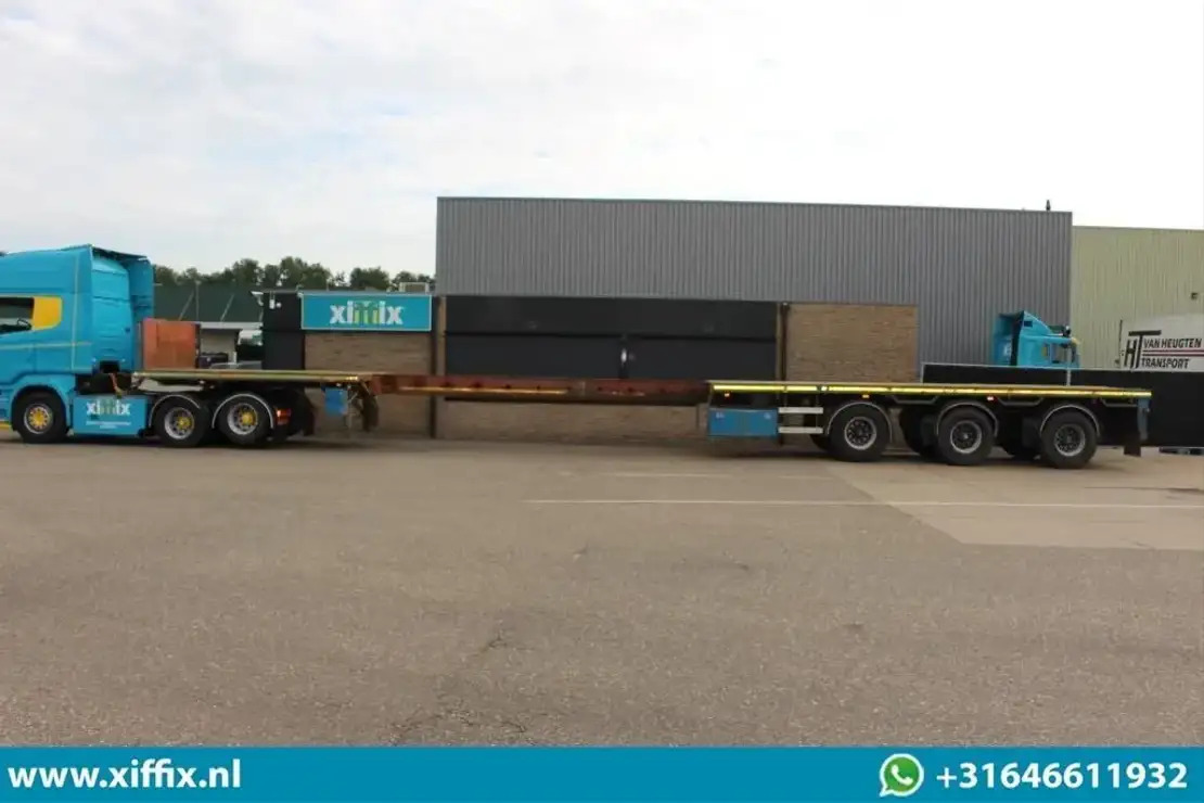 Semi-trailer flatbed Floor 3-ass. Vlakke uitschuifbare oplegger / 2x gestuurd / 13907: gambar 10