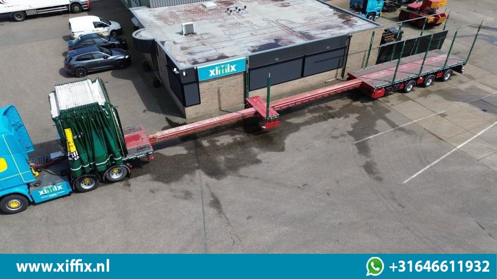 Meusburger 3-ass. Vlakke dubbel 2x uitschuifbare oplegger met huifopbouw / 3x ge - Semi-trailer flatbed: gambar 1 Meusburger 3-ass. Vlakke dubbel 2x uitschuifbare oplegger met huifopbouw / 3x ge - Semi-trailer flatbed: gambar 1