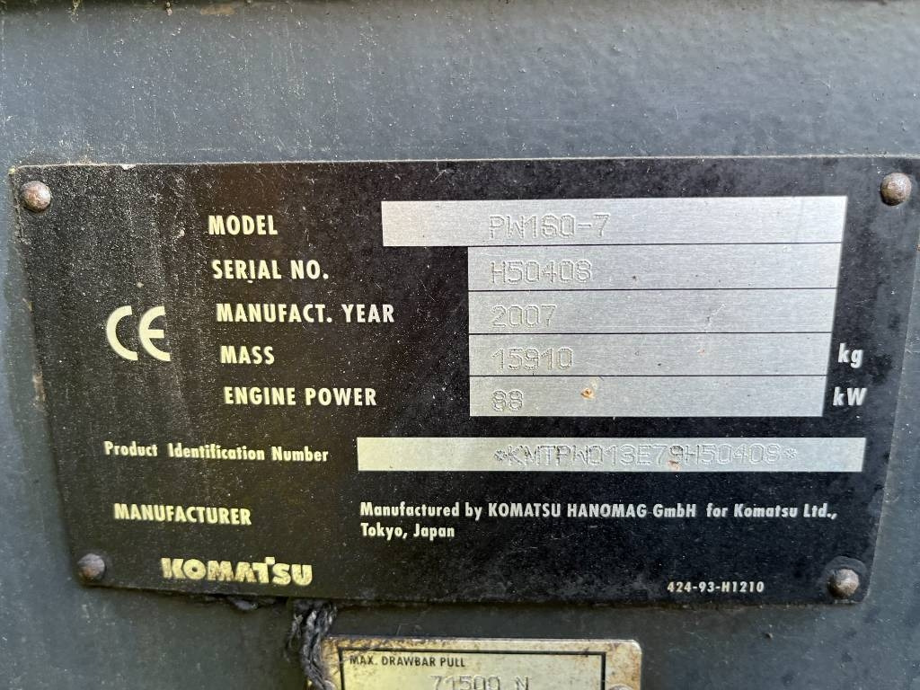 Ekskavator roda Komatsu PW 160-7: gambar 8 Ekskavator roda Komatsu PW 160-7: gambar 8