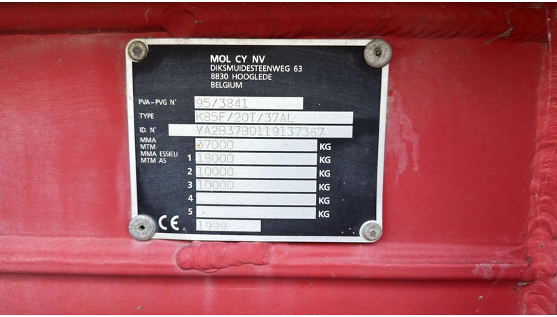 MOL KF85F/20T/37AI (BELGIAN TRAILER / DRUM BRAKES / FREINES TAMBOUR / BPW AXLES) - Semi-trailer jungkit: gambar 3 MOL KF85F/20T/37AI (BELGIAN TRAILER / DRUM BRAKES / FREINES TAMBOUR / BPW AXLES) - Semi-trailer jungkit: gambar 3