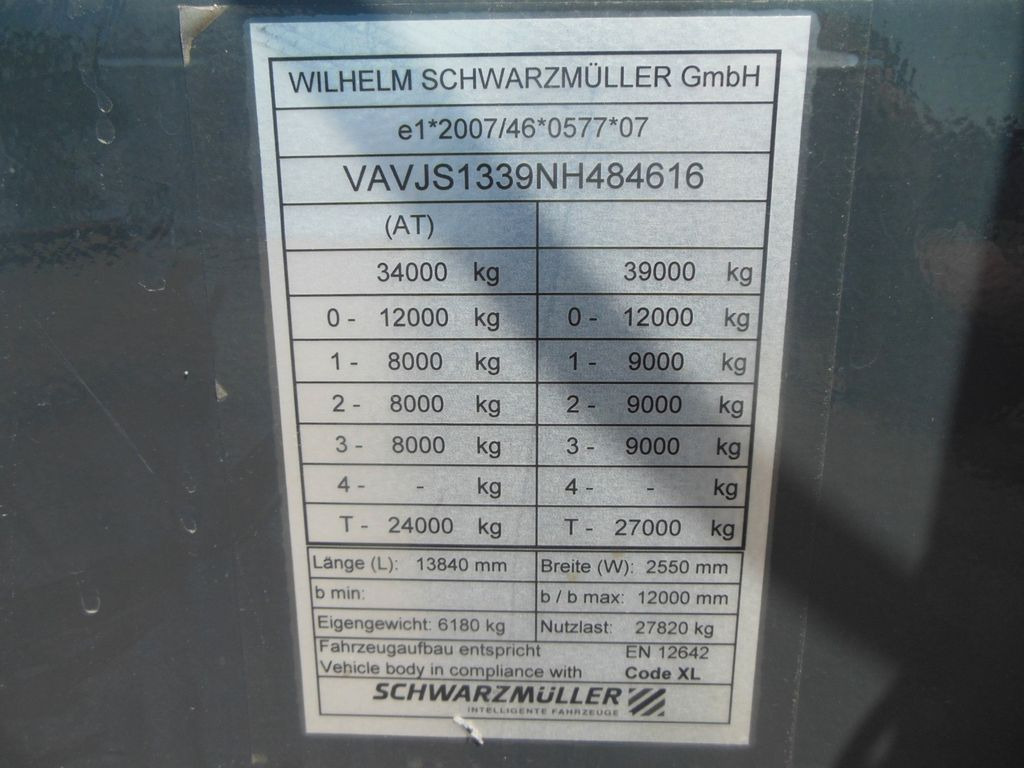 Semi-trailer dengan terpal samping Schwarzmüller S1, BORDWÄNDE, PALETTEN BOX, LIFT ACHSE, TOP!!!: gambar 20