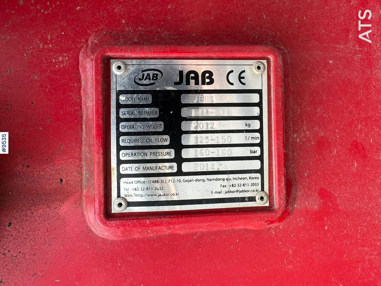 Palu hidrolik untuk Peralatan konstruksi JAB JB81 Hydraulic hammer S70: gambar 13