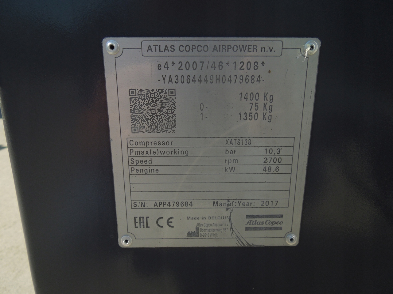 Kompresor udara Atlas Copco XATS 138: gambar 7