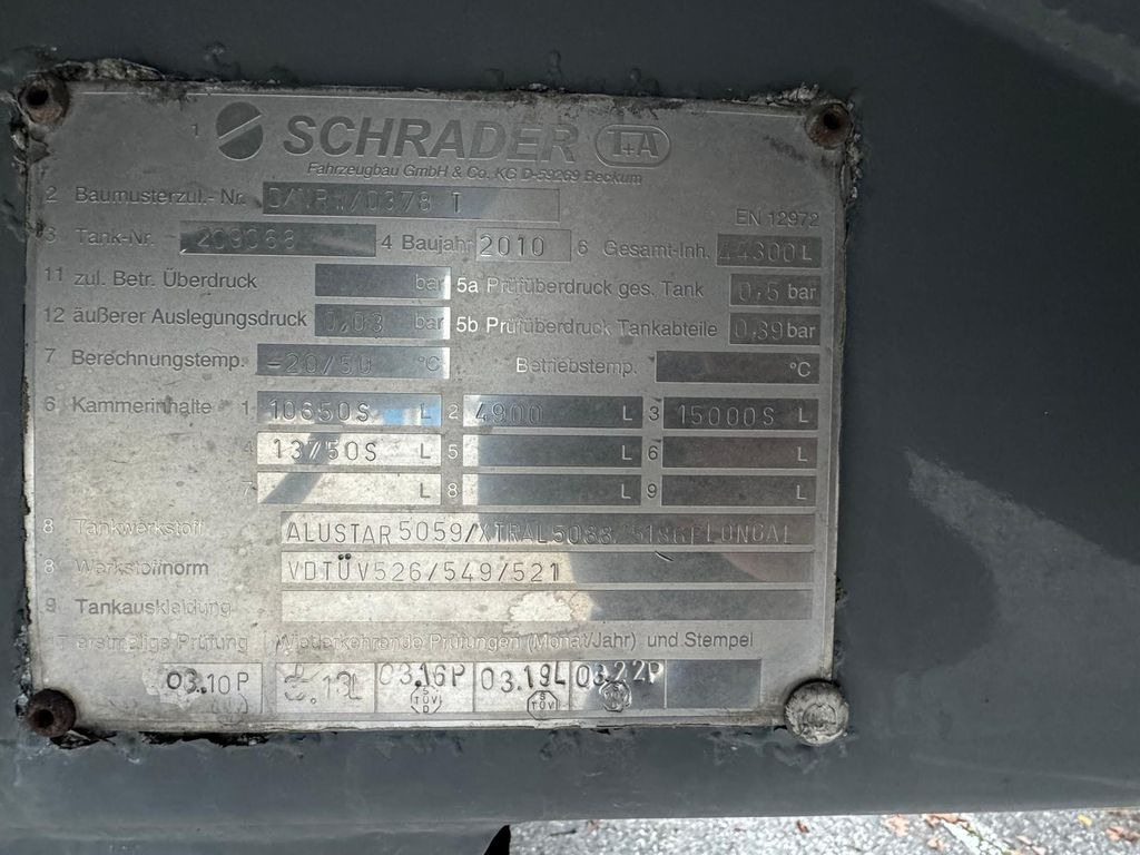 Schrader ADR, Treibstoff Diesel/Benzin, 4 Kammern, Sening - Semi-trailer tangki: gambar 5 Schrader ADR, Treibstoff Diesel/Benzin, 4 Kammern, Sening - Semi-trailer tangki: gambar 5