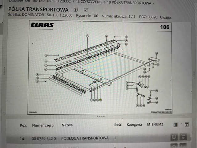 Claas Dominator 130-150 rama podsiewacza , podłoga trans. claas Avero , Dominator 48 , 58 , 68 , 78 - Bingkai/ Sasis untuk Pemanen gabungan: gambar 1 Claas Dominator 130-150 rama podsiewacza , podłoga trans. claas Avero , Dominator 48 , 58 , 68 , 78 - Bingkai/ Sasis untuk Pemanen gabungan: gambar 1