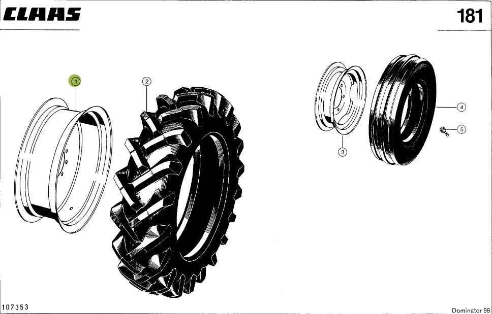 Claas Dominator 98 - opona 0006823950 - Roda untuk Peralatan pertanian: gambar 1 Claas Dominator 98 - opona 0006823950 - Roda untuk Peralatan pertanian: gambar 1