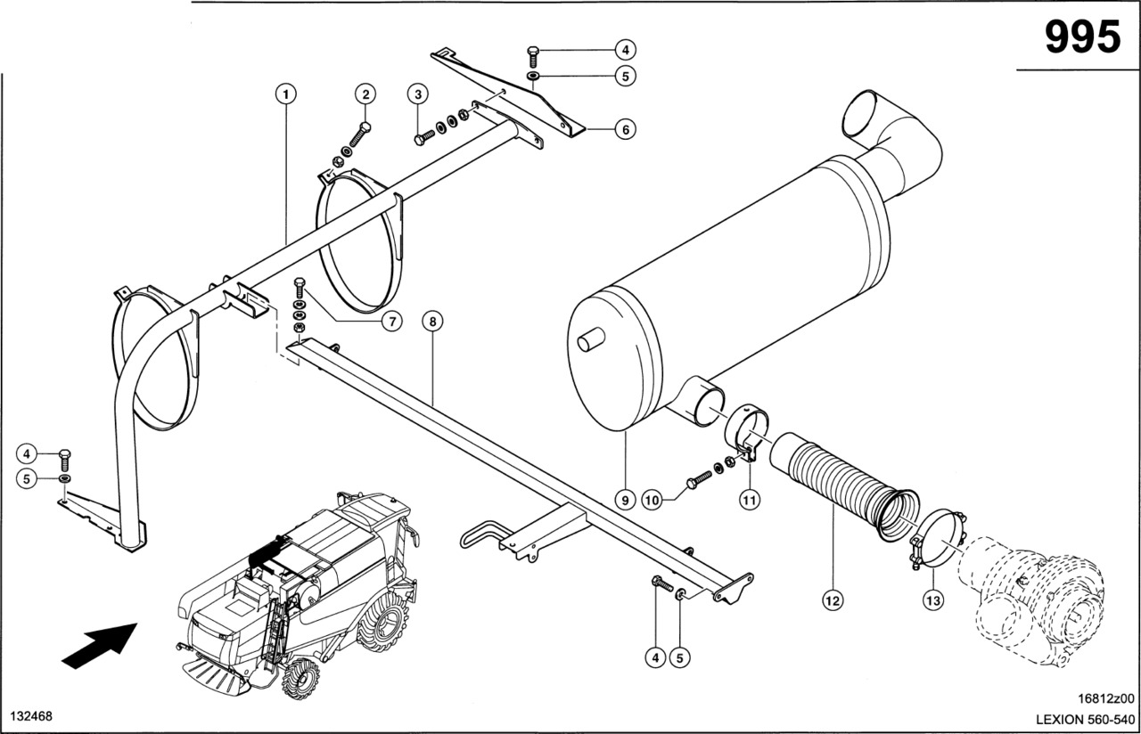 Claas Lexion 560 TŁUMIK 0007439551 (Silnik c6.6, c10, c13; układ wydechowy) - Knalpot untuk Peralatan pertanian: gambar 1 Claas Lexion 560 TŁUMIK 0007439551 (Silnik c6.6, c10, c13; układ wydechowy) - Knalpot untuk Peralatan pertanian: gambar 1