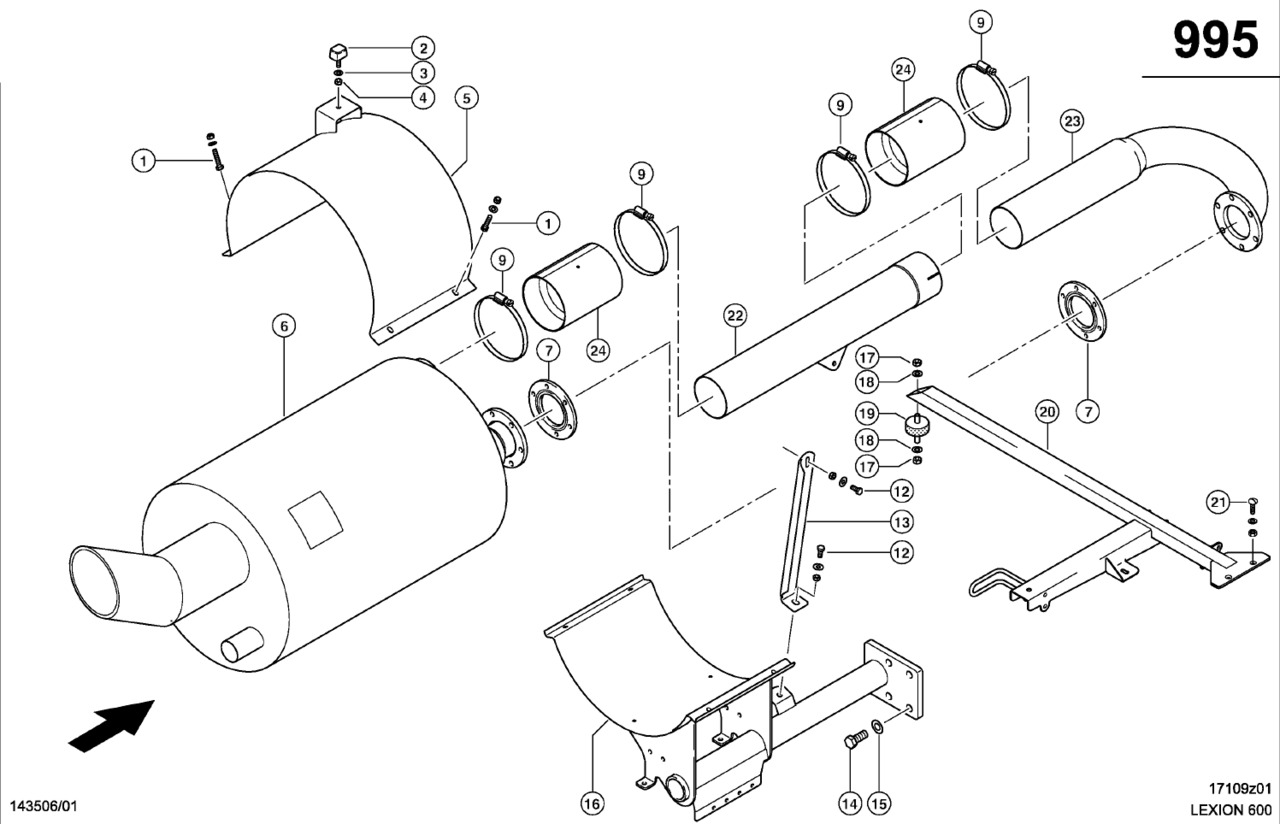Claas Lexion 600 OGRANICZNIK 0007997430 (Układ wydechowy) - Sistem pembuangan untuk Pemanen gabungan: gambar 1 Claas Lexion 600 OGRANICZNIK 0007997430 (Układ wydechowy) - Sistem pembuangan untuk Pemanen gabungan: gambar 1