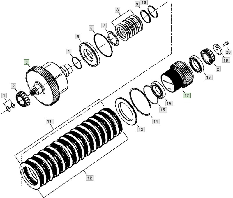 John Deere 9620 DF500 - skrzynia biegów - wał wałek zębaty YZ501731 - Gearbox untuk Peralatan pertanian: gambar 1 John Deere 9620 DF500 - skrzynia biegów - wał wałek zębaty YZ501731 - Gearbox untuk Peralatan pertanian: gambar 1