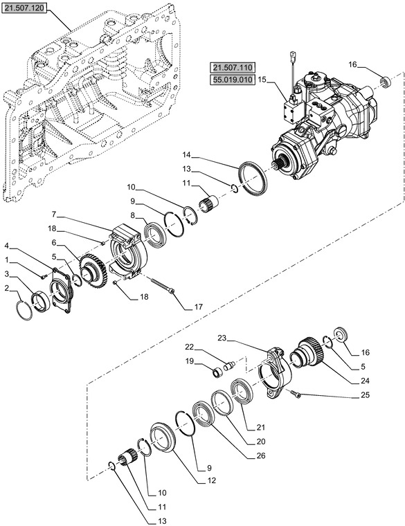 New Holland T6070 Reman-hydrostatic pump hydrostat pump 84536173R - Pompa hidrolik untuk Traktor: gambar 1 New Holland T6070 Reman-hydrostatic pump hydrostat pump 84536173R - Pompa hidrolik untuk Traktor: gambar 1