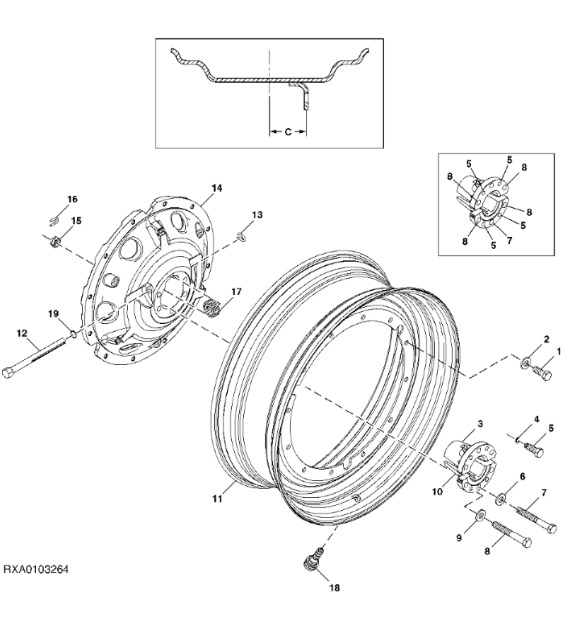 R111104 John Deere 8345R - Tulejka - Roda/ Ban untuk Traktor: gambar 1 R111104 John Deere 8345R - Tulejka - Roda/ Ban untuk Traktor: gambar 1