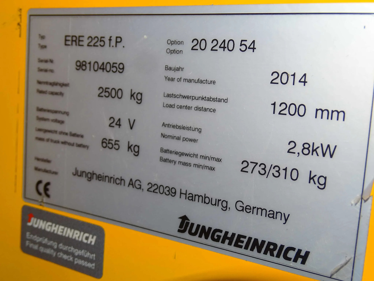 Jungheinrich ERE225/2400 mm - Truk pallet: gambar 2 Jungheinrich ERE225/2400 mm - Truk pallet: gambar 2