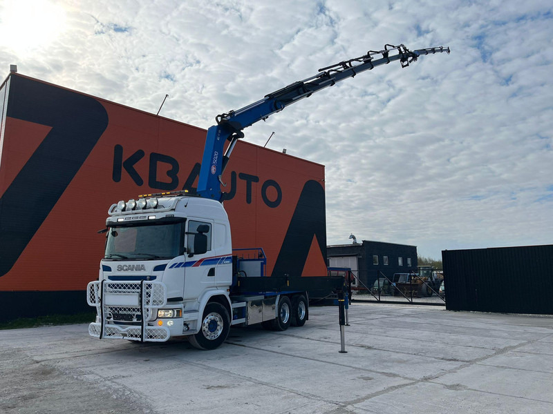 Scania G 490 6x2 HMF 5020 K6 + JIB / RETARDER - Truk flatbed, Truk derek: gambar 1 Scania G 490 6x2 HMF 5020 K6 + JIB / RETARDER - Truk flatbed, Truk derek: gambar 1