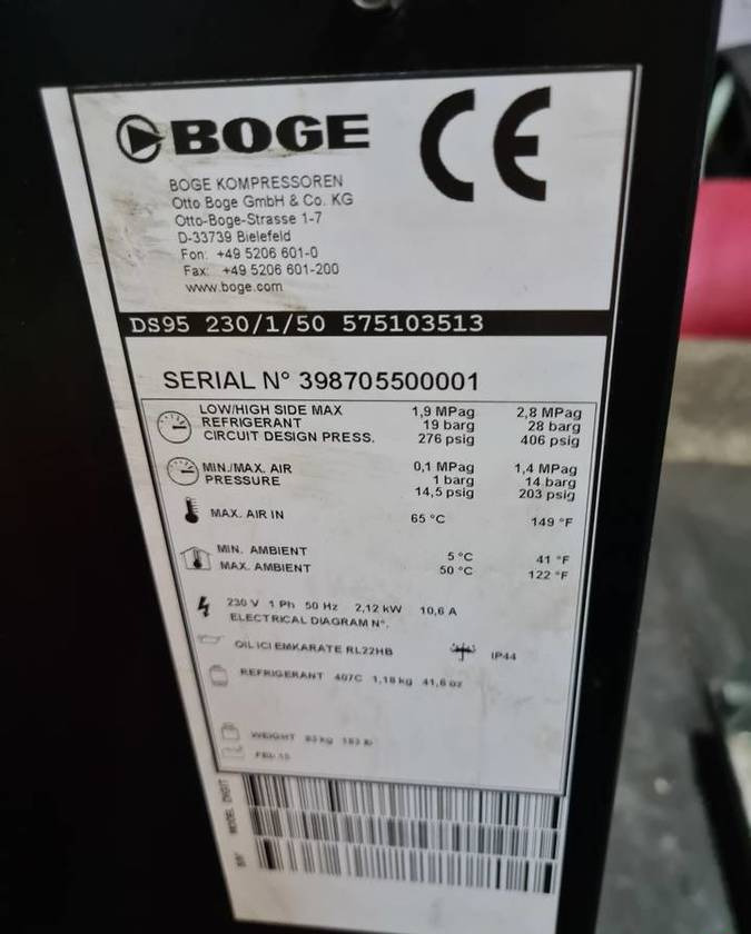 Osuszacz ziębniczy BOGE DS 95 9,5m3/min - Peralatan HVAC: gambar 3 Osuszacz ziębniczy BOGE DS 95 9,5m3/min - Peralatan HVAC: gambar 3