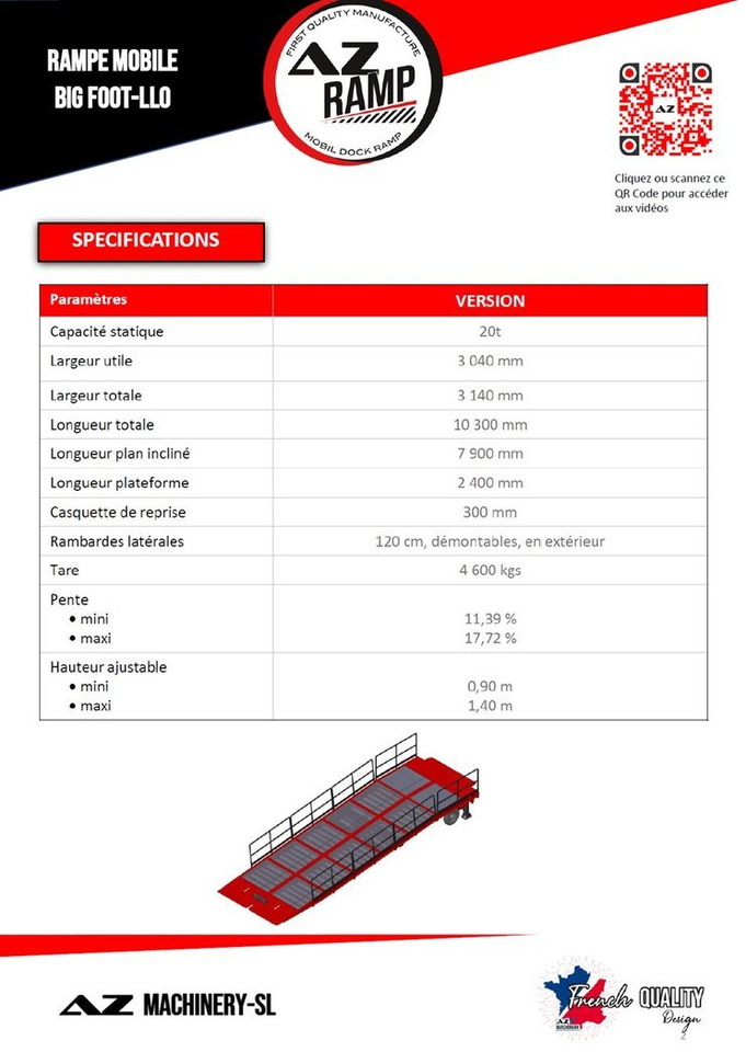 Large Mobile dock ramp, uncouplable AZ RAMP - KING VERSION, BIG FOOT L20 T-INOX - Memuat ramp: gambar 4 Large Mobile dock ramp, uncouplable AZ RAMP - KING VERSION, BIG FOOT L20 T-INOX - Memuat ramp: gambar 4