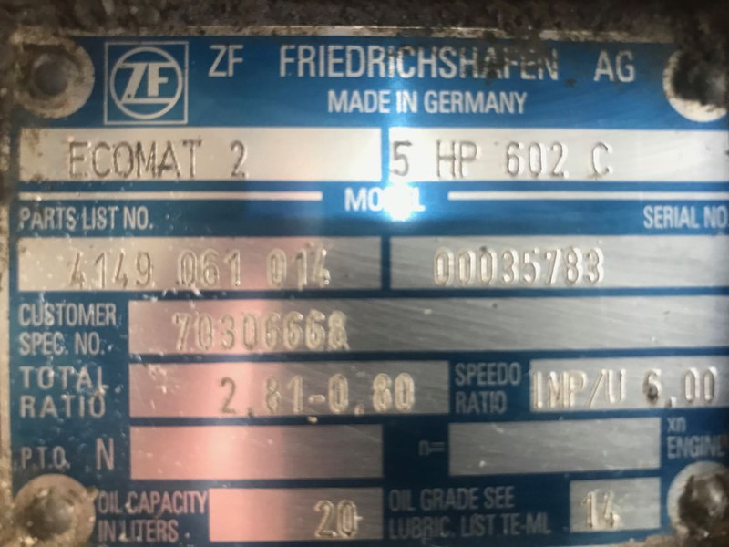 ZF 5HP502C, 5HP592C, 5HP602C, 5HP504C, 5HP594C, 5HP604C - Gearbox: gambar 3 ZF 5HP502C, 5HP592C, 5HP602C, 5HP504C, 5HP594C, 5HP604C - Gearbox: gambar 3