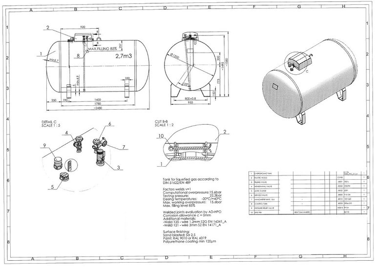De Visser Propaan/Butaan LPG tank 2700 L (1,35 ton) Gastank, Gas, Gaz, LPG, GPL, Propane, Butane Ø 1250 including tank fittings - Tangki bahan bakar: gambar 3 De Visser Propaan/Butaan LPG tank 2700 L (1,35 ton) Gastank, Gas, Gaz, LPG, GPL, Propane, Butane Ø 1250 including tank fittings - Tangki bahan bakar: gambar 3