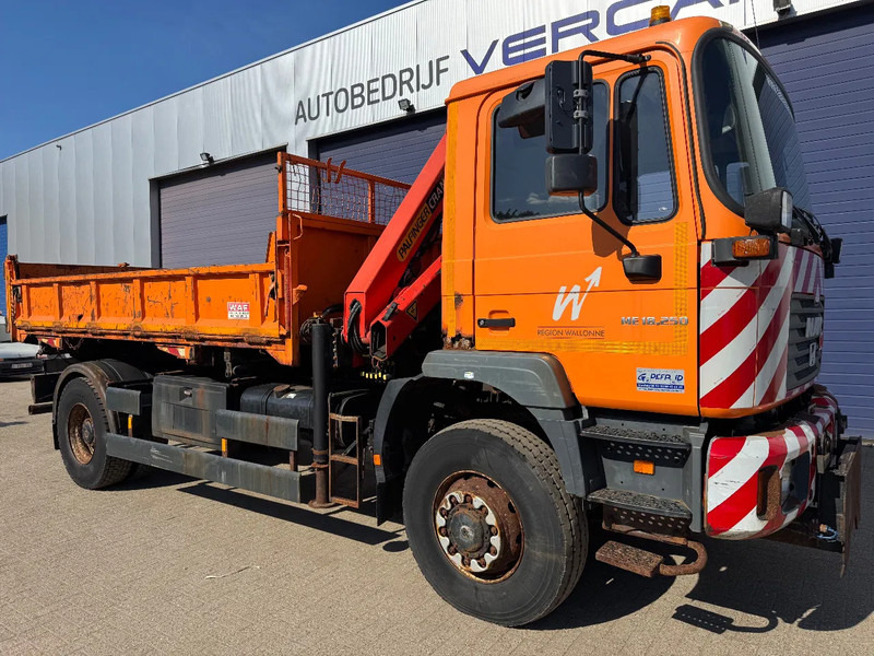 MAN ME18.250 **4x4-TIPPER+PALFINGER PK8500-BELGIAN TRUCK** - Truk jungkit, Truk derek: gambar 1 MAN ME18.250 **4x4-TIPPER+PALFINGER PK8500-BELGIAN TRUCK** - Truk jungkit, Truk derek: gambar 1