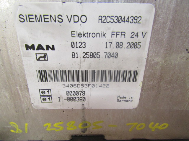 MAN TGA ELECTRONIC FFR UNIT P/NO 81.25805.7040 - Sistem listrik untuk Truk: gambar 2 MAN TGA ELECTRONIC FFR UNIT P/NO 81.25805.7040 - Sistem listrik untuk Truk: gambar 2