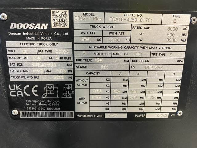 Doosan B30X-7 PLUS - Forklift listrik: gambar 5 Doosan B30X-7 PLUS - Forklift listrik: gambar 5