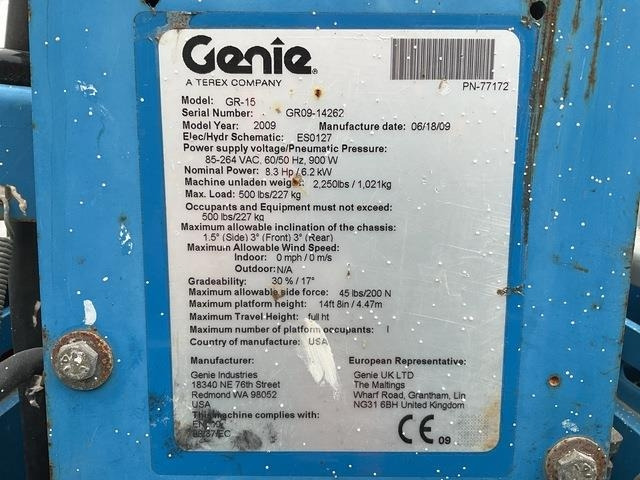 Genie GR15 - Lift tiang vertikal: gambar 5 Genie GR15 - Lift tiang vertikal: gambar 5