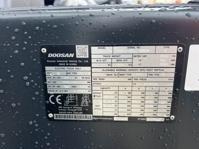 Doosan B20T-7 PLUS - Forklift listrik: gambar 5 Doosan B20T-7 PLUS - Forklift listrik: gambar 5