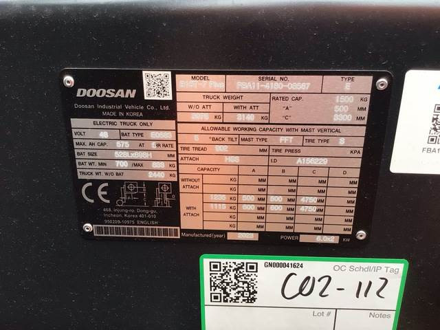 Doosan B15T-7 PLUS - Forklift listrik: gambar 5 Doosan B15T-7 PLUS - Forklift listrik: gambar 5