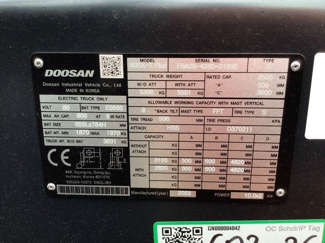 Doosan B35X-7 PLUS - Forklift listrik: gambar 5 Doosan B35X-7 PLUS - Forklift listrik: gambar 5