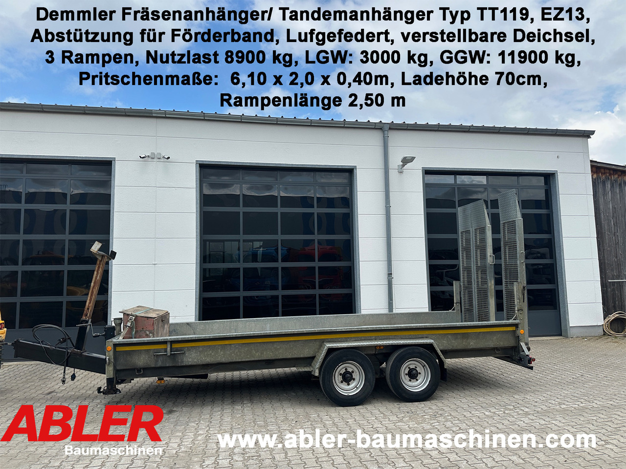 Demmler Tandem-Tiefladeranhänger Fräsenanhänger - Trailer low bed: gambar 1 Demmler Tandem-Tiefladeranhänger Fräsenanhänger - Trailer low bed: gambar 1
