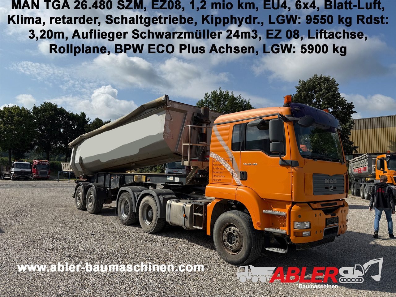 MAN TGA 26.480 6x4 SZM mit Kippauflieger - Truk jungkit: gambar 1 MAN TGA 26.480 6x4 SZM mit Kippauflieger - Truk jungkit: gambar 1