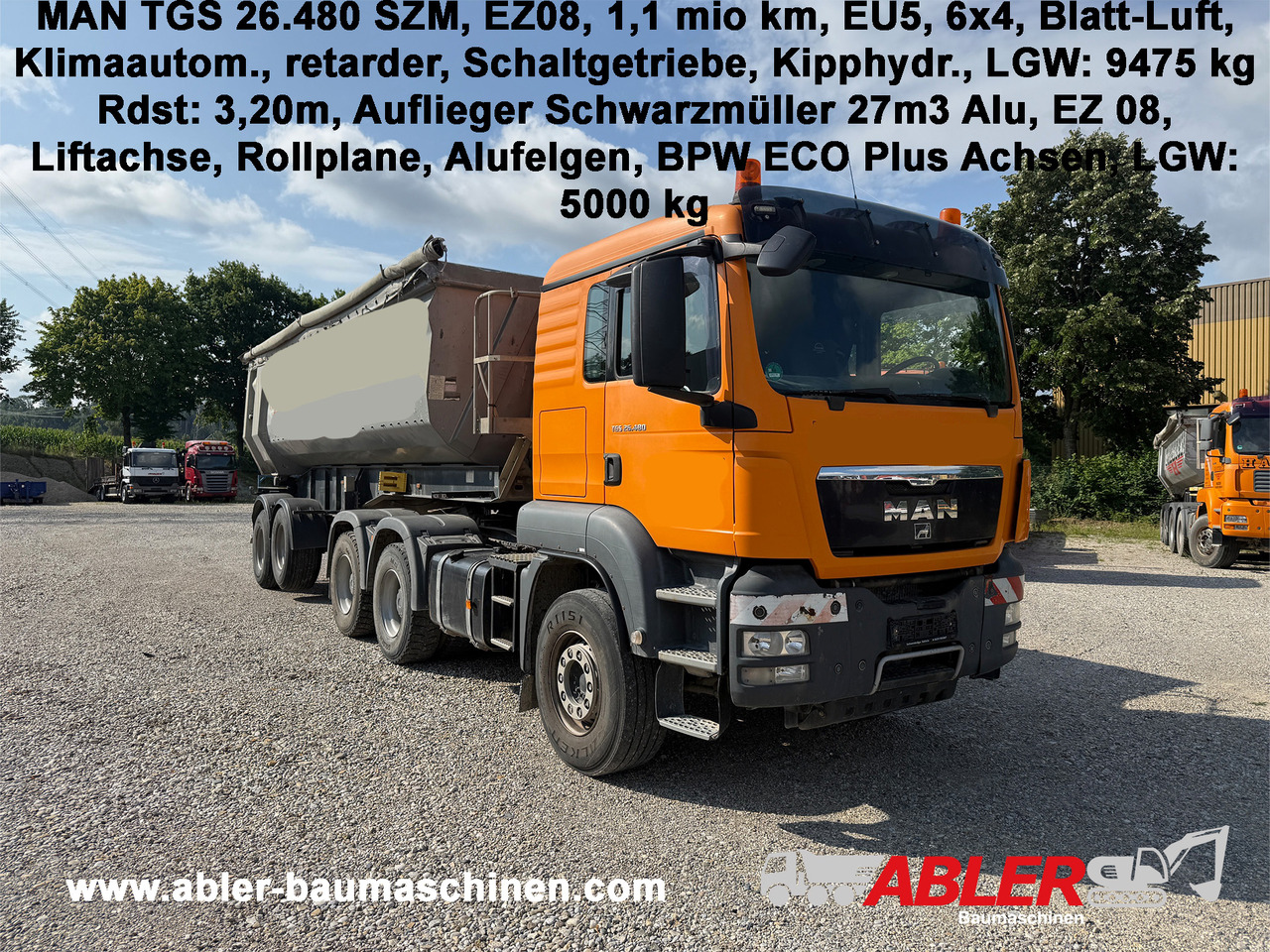 MAN TGS 26.480 SZM 6x4 mit Kippauflieger - Truk jungkit: gambar 1 MAN TGS 26.480 SZM 6x4 mit Kippauflieger - Truk jungkit: gambar 1