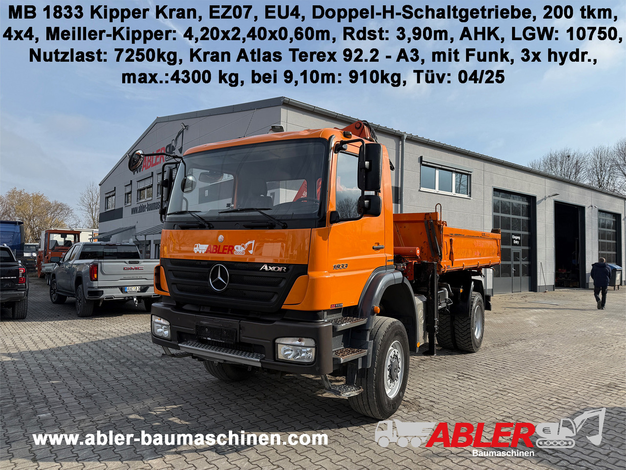 Mercedes-Benz 1833 Axor Kipper Kran Allrad - Truk jungkit, Truk derek: gambar 1 Mercedes-Benz 1833 Axor Kipper Kran Allrad - Truk jungkit, Truk derek: gambar 1