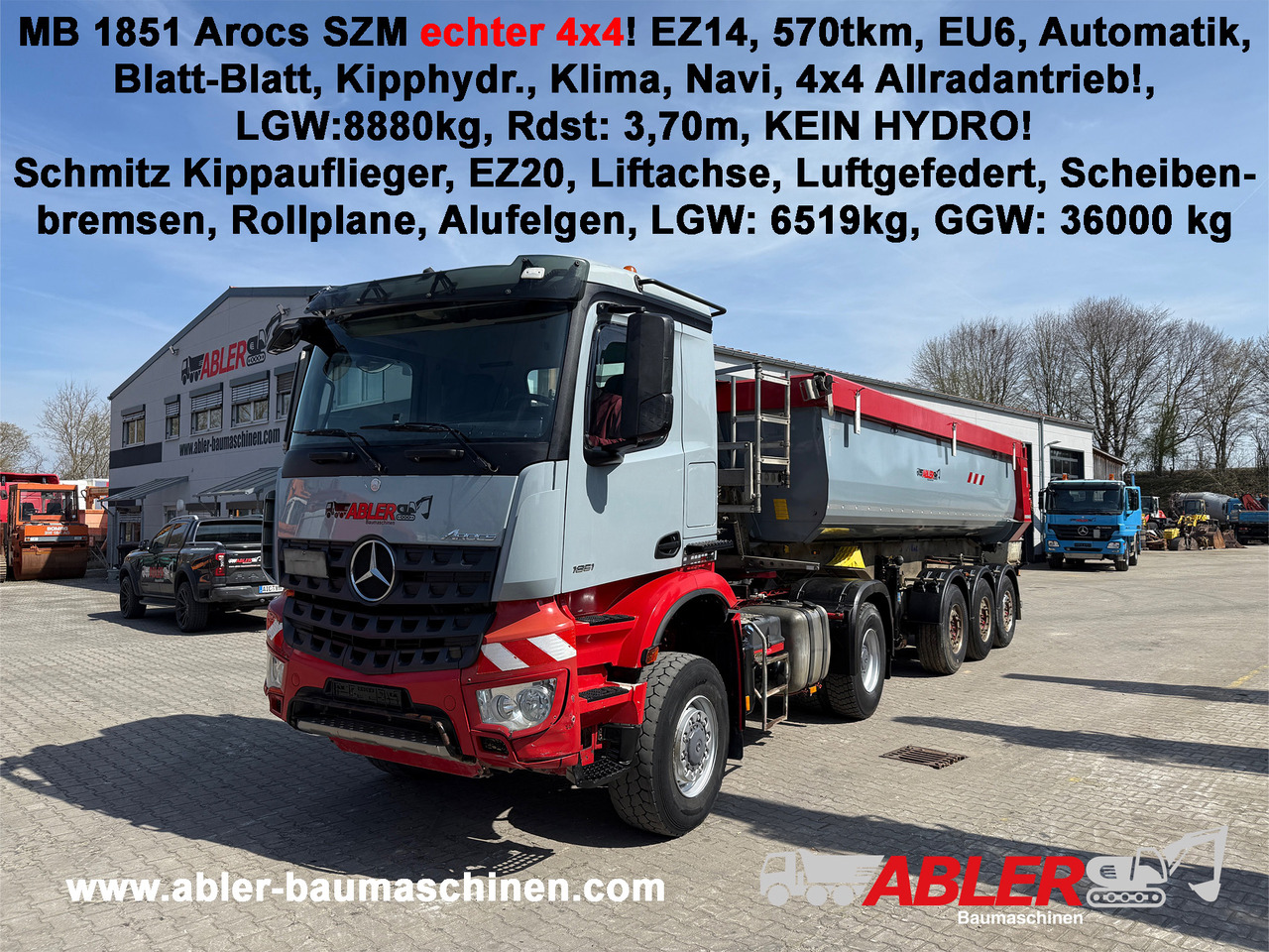 Mercedes-Benz 1851 Arocs ECHTER 4x4 mit Schmitz Kippauflieger - Truk jungkit: gambar 1 Mercedes-Benz 1851 Arocs ECHTER 4x4 mit Schmitz Kippauflieger - Truk jungkit: gambar 1