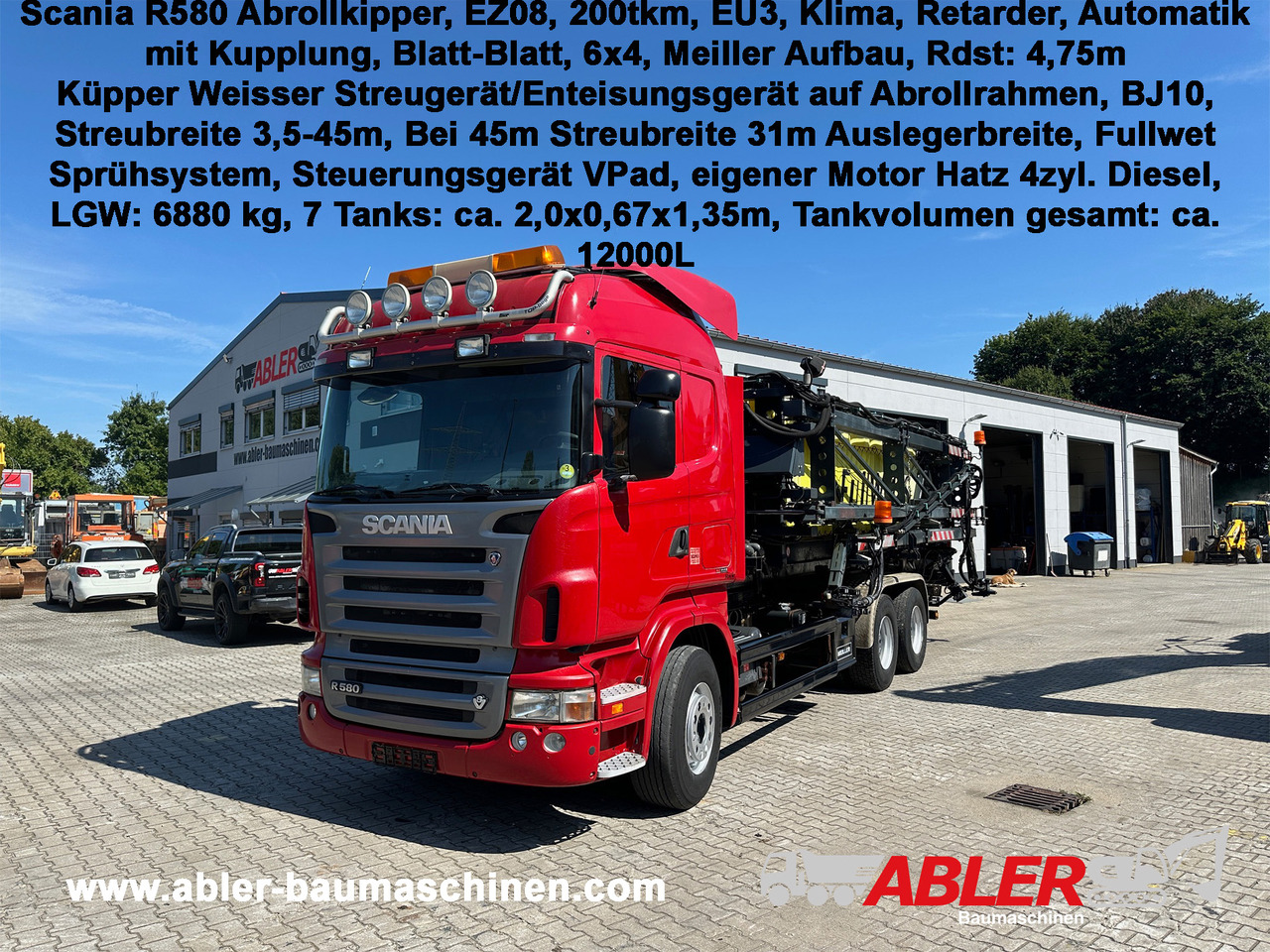 Scania R580 Abrollkipper V8 Mit Küpper Weisser Enteisungsgerät 45m - Hook lift: gambar 1 Scania R580 Abrollkipper V8 Mit Küpper Weisser Enteisungsgerät 45m - Hook lift: gambar 1