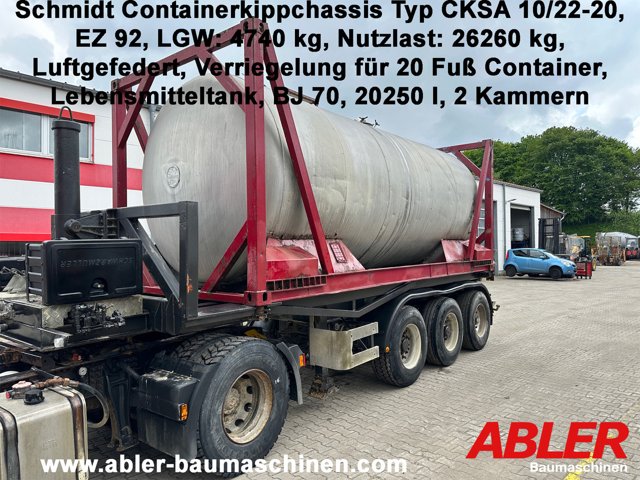 Schmidt CKSA 10/22-20 20 ft Containerkippchassis mit Lebensmitteltank - Semi-trailer jungkit: gambar 1 Schmidt CKSA 10/22-20 20 ft Containerkippchassis mit Lebensmitteltank - Semi-trailer jungkit: gambar 1