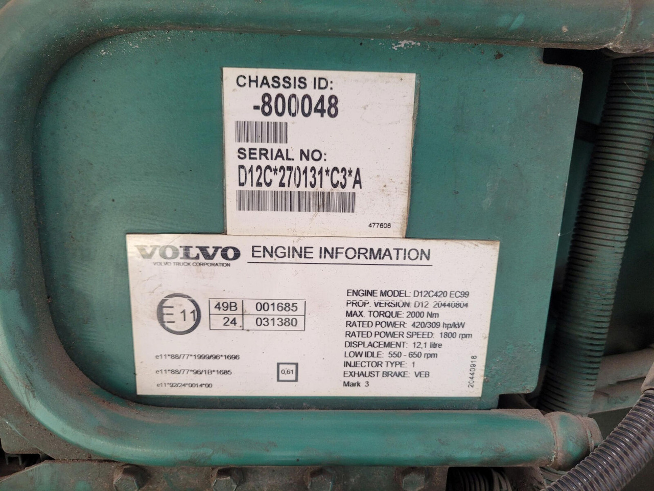 Volvo Volvo D12 - Mesin untuk Derek bergerak: gambar 5 Volvo Volvo D12 - Mesin untuk Derek bergerak: gambar 5