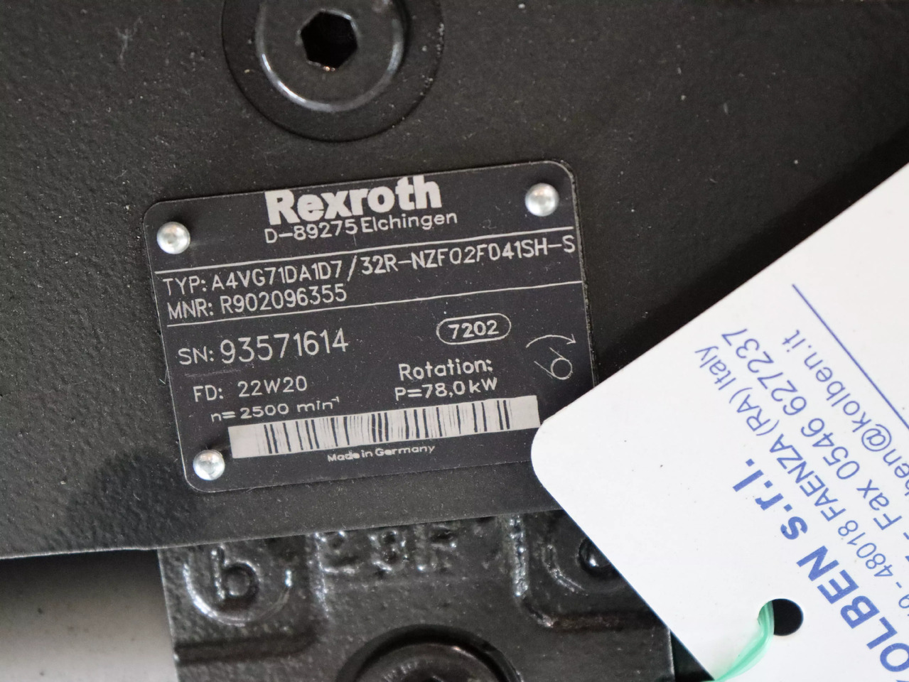 REXROTH A4VG71DA1D7/32R-NZF02F041SH-S - Pompa hidrolik untuk Peralatan konstruksi: gambar 3 REXROTH A4VG71DA1D7/32R-NZF02F041SH-S - Pompa hidrolik untuk Peralatan konstruksi: gambar 3