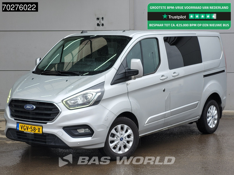 Van kecil Ford Transit Custom 130PK Dubbel Cabine Automaat L1H1 LED Navi Trekhaak Camera Parkeersensoren Airco Cruise Doka Mixto L1 3Ton Airco Dubbel cabine T: gambar 1
