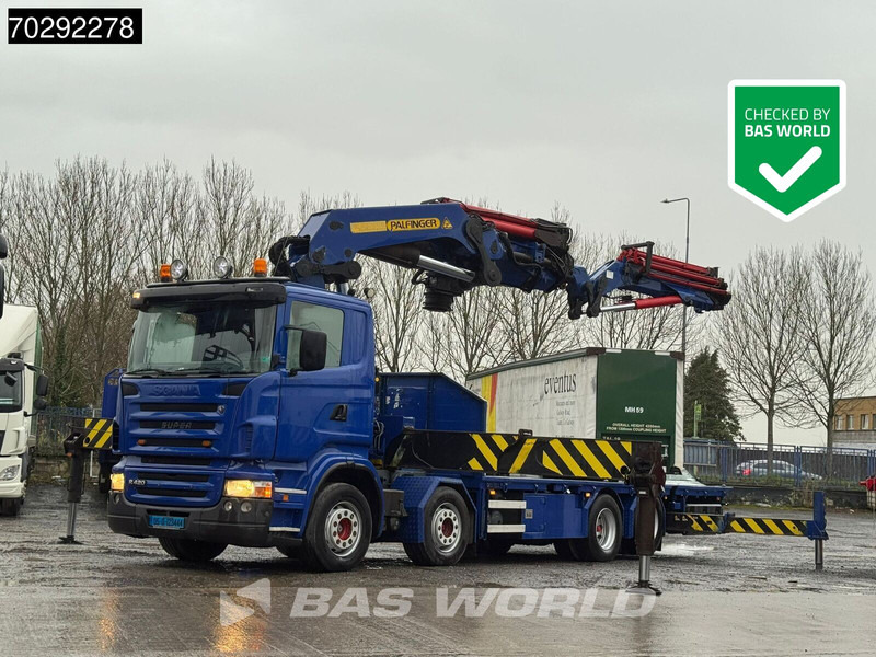 Scania R420 8X2 Palfinger PK100002 Crane Kran + PJ170 JIB Lift Axle Euro 4 - Truk flatbed, Truk derek: gambar 1 Scania R420 8X2 Palfinger PK100002 Crane Kran + PJ170 JIB Lift Axle Euro 4 - Truk flatbed, Truk derek: gambar 1