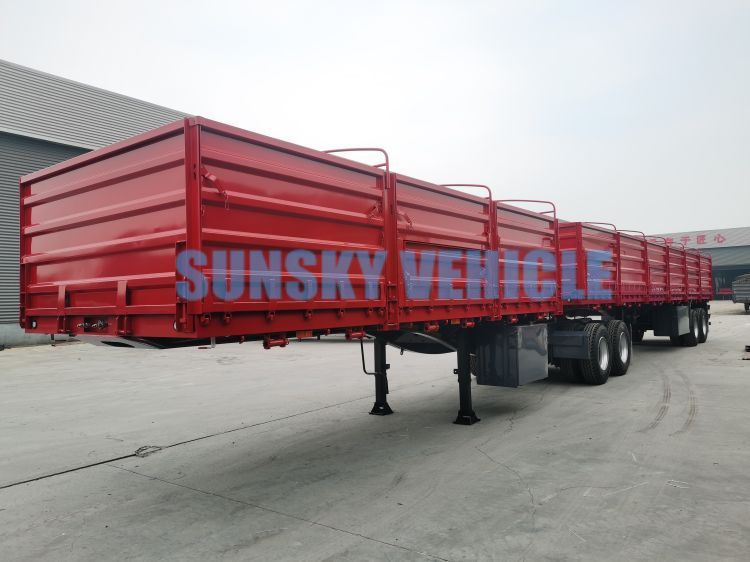 Semi-trailer flatbed untuk pengangkutan bahan curah baru SUNSKY Drop Side semi trailer: gambar 8