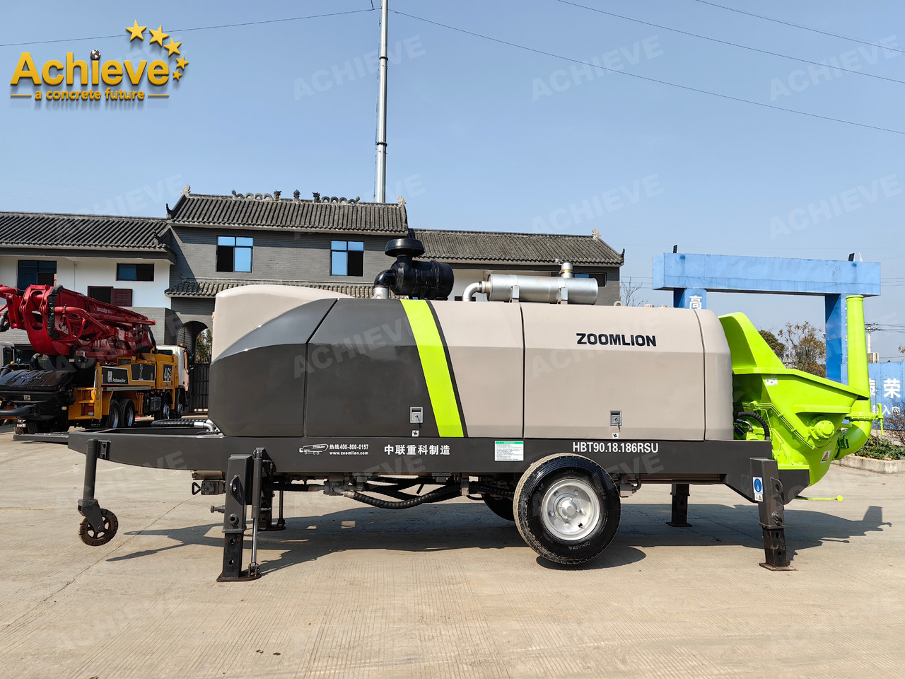Zoomlion 2022 Zoomlion HBT 90.18.186RSU hydraulic Concrete Trailer Pump in China【ACHIEVE】TOP CONDITION!!! - Pompa beton stasioner: gambar 1 Zoomlion 2022 Zoomlion HBT 90.18.186RSU hydraulic Concrete Trailer Pump in China【ACHIEVE】TOP CONDITION!!! - Pompa beton stasioner: gambar 1