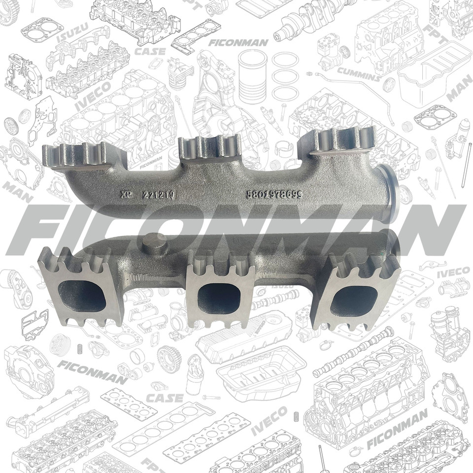 FPT IVECO CASE Cursor9 F2CFE614A*B041/F2CGE614F*V004 5802431166 Exhaust Mainfold 504289341 - Manifold buang untuk Truk: gambar 1 FPT IVECO CASE Cursor9 F2CFE614A*B041/F2CGE614F*V004 5802431166 Exhaust Mainfold 504289341 - Manifold buang untuk Truk: gambar 1