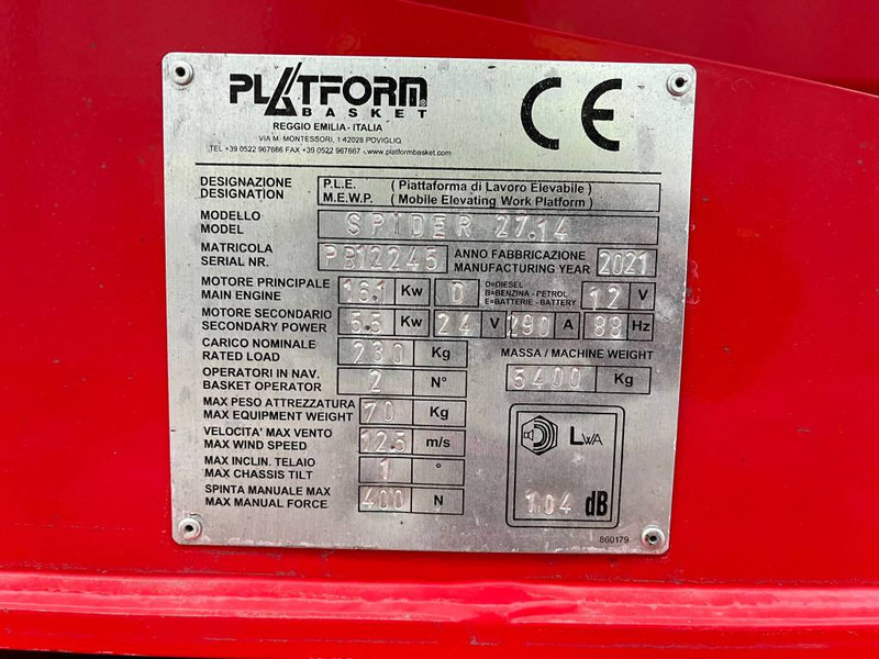 Platform Basket Spider 27.14 - Boom artikulasi: gambar 5 Platform Basket Spider 27.14 - Boom artikulasi: gambar 5