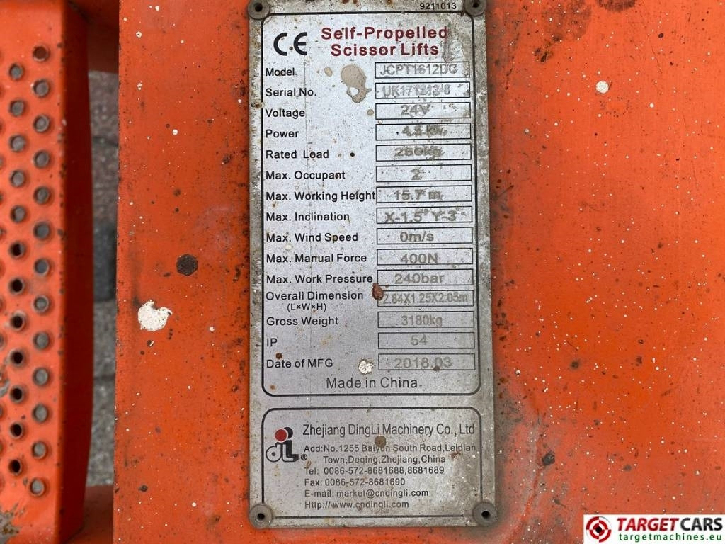 Leasing Dingli JCPT1612DC Electric Scissor Work Lift 1570cm  Dingli JCPT1612DC Electric Scissor Work Lift 1570cm: gambar 10
