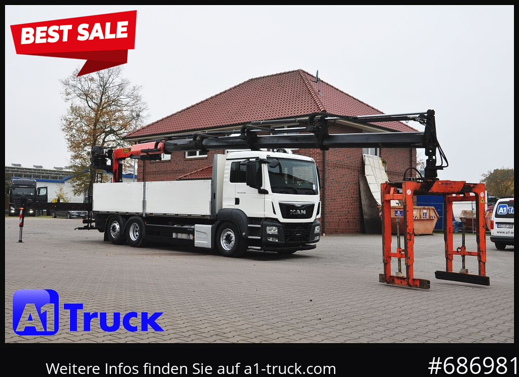 MAN TGS 26.440, Kran PK23.001L, 16m, Lenkachse - Truk flatbed, Truk derek: gambar 1 MAN TGS 26.440, Kran PK23.001L, 16m, Lenkachse - Truk flatbed, Truk derek: gambar 1